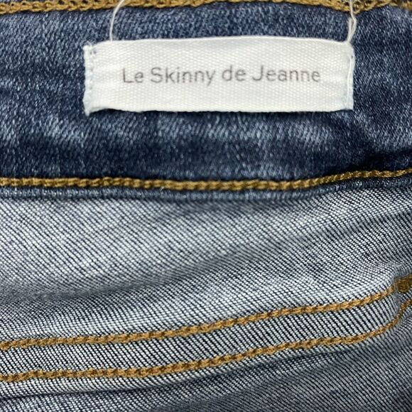 FRAME Denim Le Skinny de Jeanne Crop Jeans Womens Sz 27 Blue Distressed Hem - Picture 5 of 6
